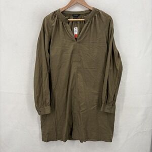 Banana Republic Dress Womens Medium Green Long Sleeve Tunic Peasant Cotton NWT